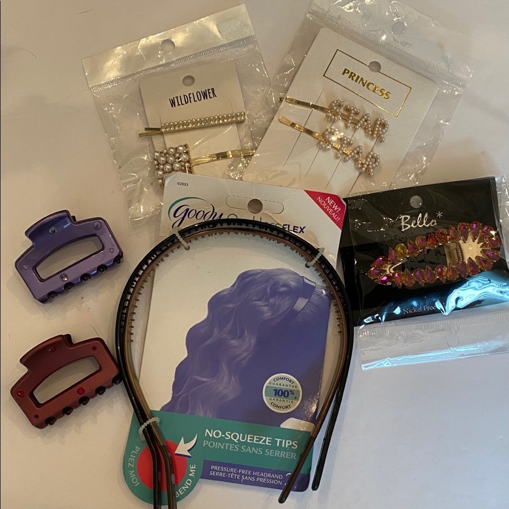 Bundle of hair accessories; 9 items total